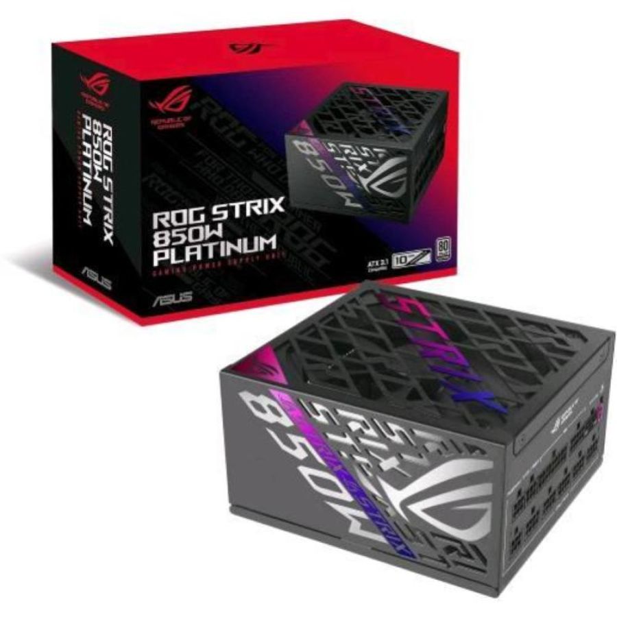 Asus rog strix 850p gaming alimentatore modulare per pc 850w di potenza pcle gen 5.0 80 plus titanium standard atx 3.1 ventola con doppio cuscinetto a sfera nero rog-strix-850p-gaming
