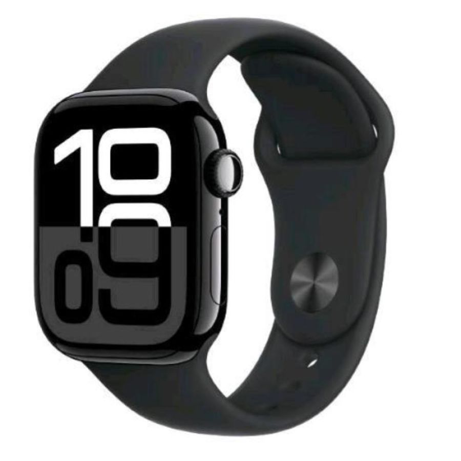 Apple watch series 10 gps 42mm cassa in alluminio jet black cinturino sport nero - s/m