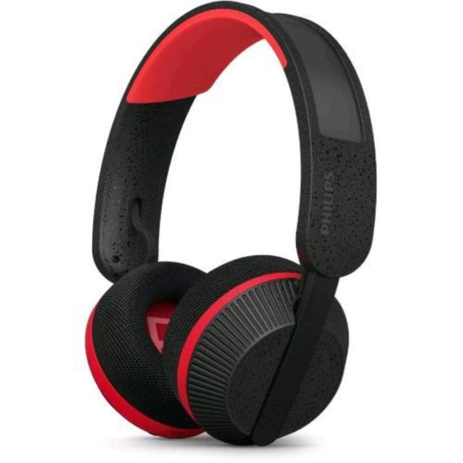 Philips taa6219bk serie 6000 cuffie bluetooth sportive over-ear autoalimentate ad energia solare, riserva di batteria di 80 ore ideale per allenamenti, corsa e altri sport - nero e rosso