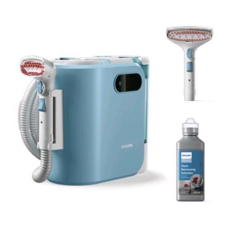 Philips xw3193/11 aspirapolvere smacchiatore senza filo 400w aspirazione a umido e a secco con spazzola 3 in 1 e detergente blu bianco
