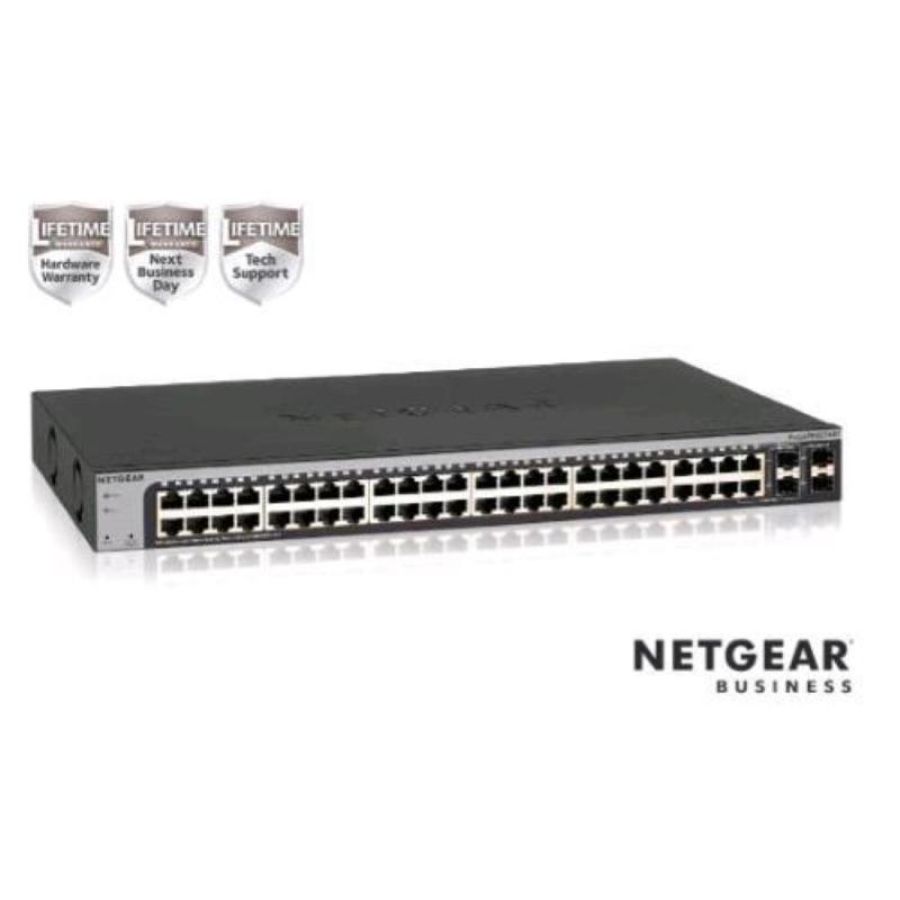 Netgear gs748t-600eus switch 48 porte gigabit - 2 porte 1gb sfp dedicate -2 porte 1gb condivise