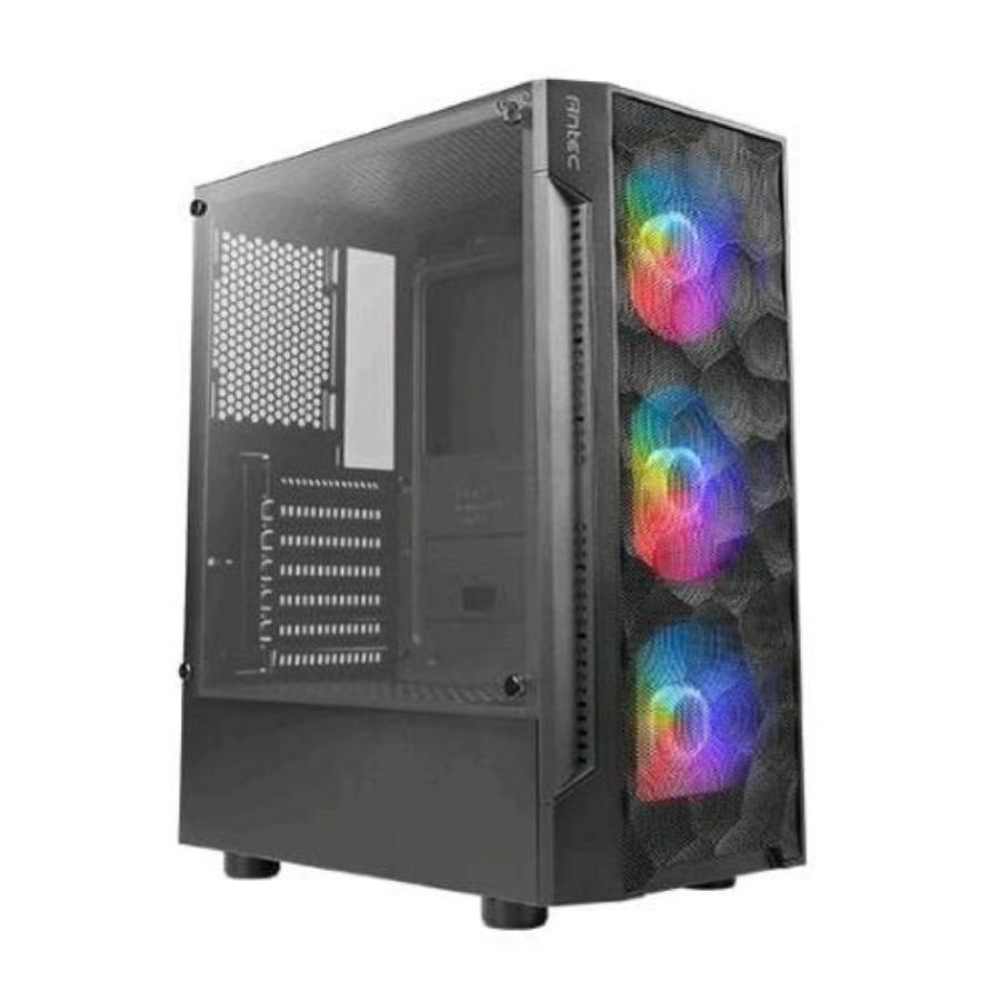 Antec nx260 case midi tower atx micro-atx itx pannello laterale in vetro temperato 3 ventoloe argb da 120mm 1xusb3.0 2xusb2.0 hd-audio colore grey