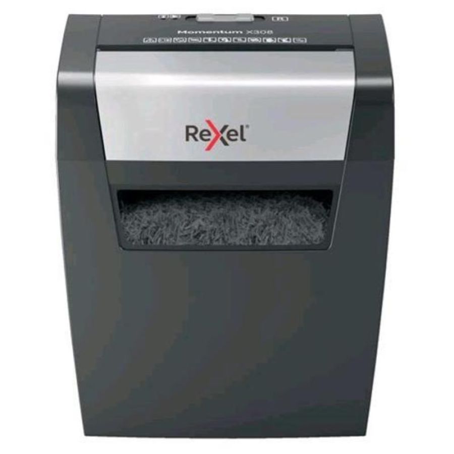 Rexel momentum x308 distruggidocumenti a frammento cestino 15lt capacita` 8 fogli col. grigio