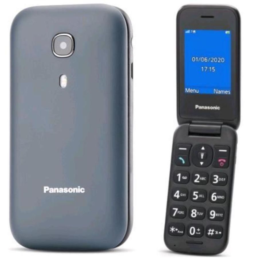 Panasonic kx-tu400exg 2.4 easy phone clamshell tasto sos fotocamera bluetooth italia grey