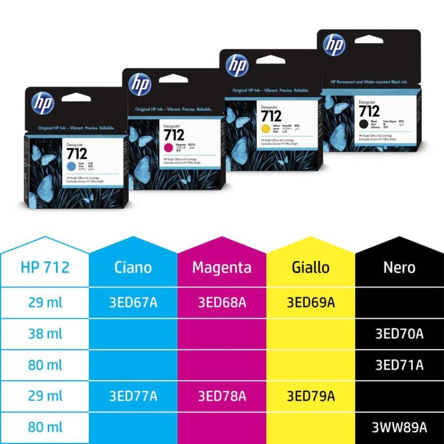 Hp 3ed70a 712 ink nero cartridge