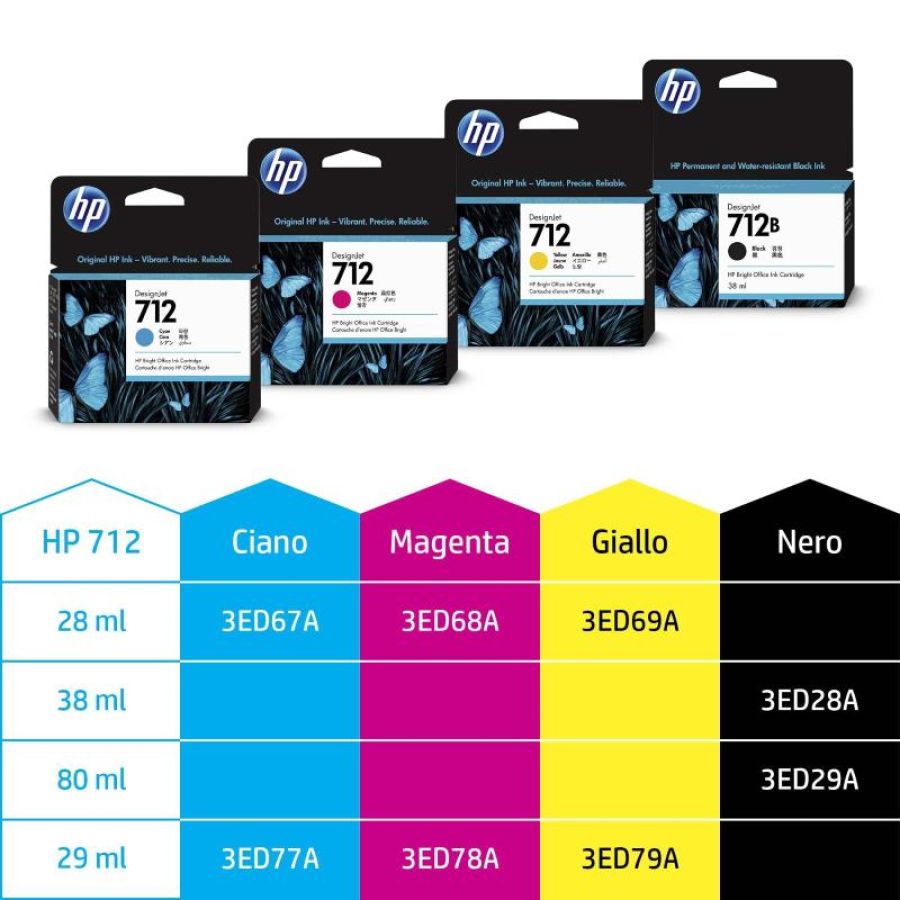 Hp 3ed79a 712 ink giallo cartridge 3pack