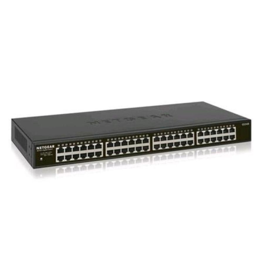 Netgear gs348-100eus switch 48 porte no gestito gigabit ethernet (10/100/1000) nero 1u
