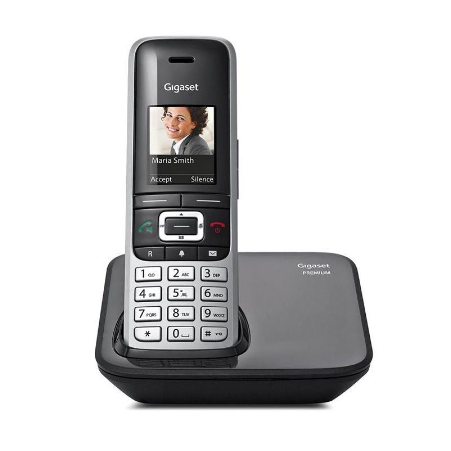 Gigaset premium 100 cordless dect rubrica 500 contatti con immagine vivavoce numeri grandi grigio/nero