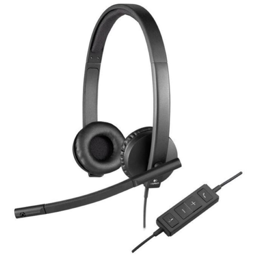 Logitech h570e stereo cuffie con microfono cavo 1mt connettore usb colore nero