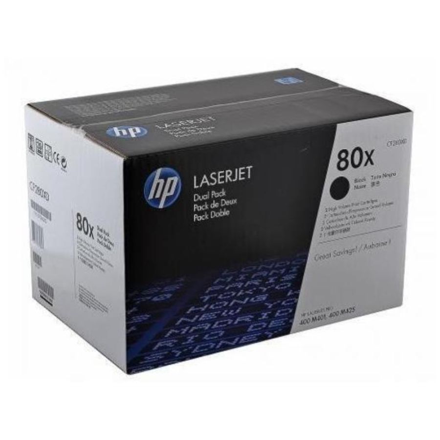 Hp 80xd toner nero 2 pz