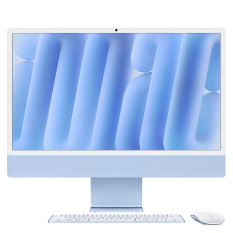 Apple imac 2024 24 retina display 4.5k all in one 23.5 chip apple m4 cpu 10-core gpu 10 core ram 16gb ssd 512gb wi-fi 6e-gigabit lan italia blu