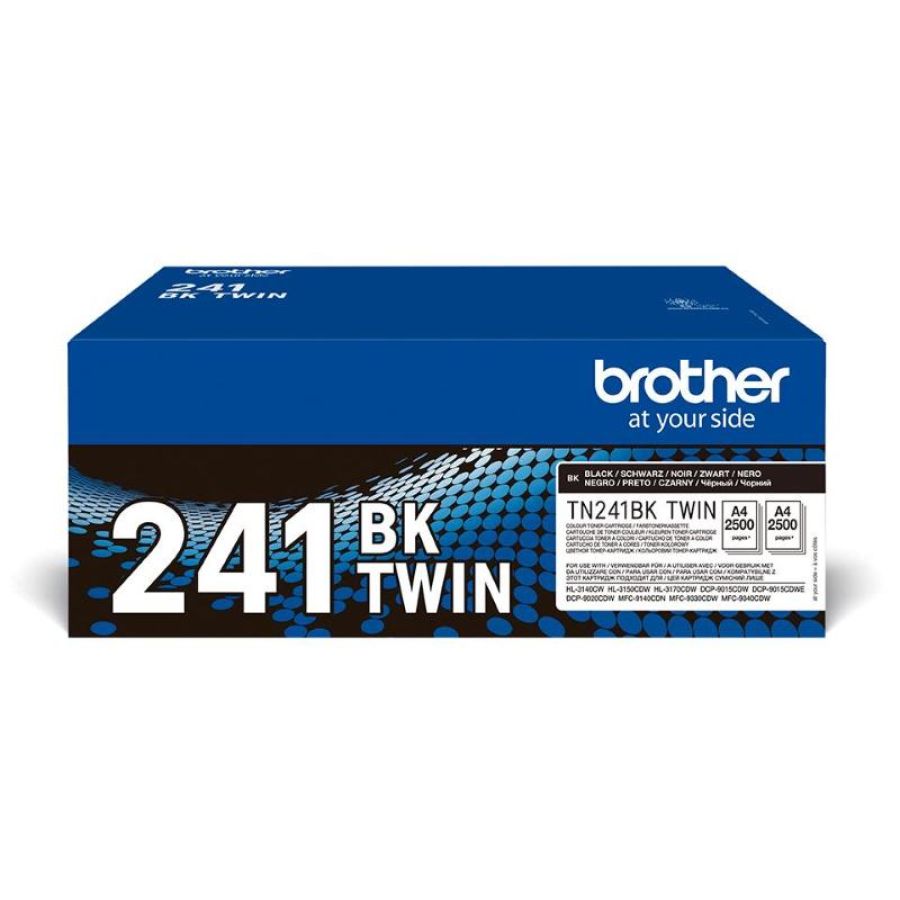 2 toner brother tn-241bk 2 x 2500pp x mfc-9330cdw hl-3150cdw hl-3140cw hl-3170cdw mfc-9340cdw dcp-9020cdw mfc-9140cdn