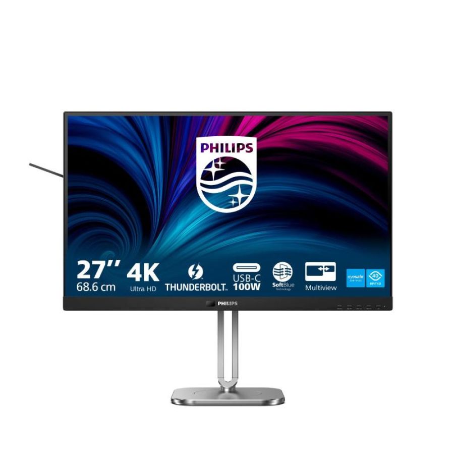 Philips 27b2u6903 6000 series monitor a led 27`` 3840 x 2160 4k uhd (2160p) @ 60 hz ips 350 cd-mÂ² 1000:1 4 ms thunderbolt 4 2xhdmi displayport altoparlanti carbone argento