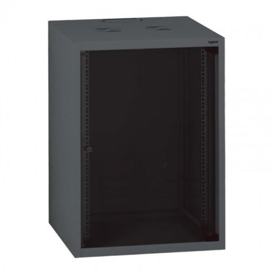 Armadio box da parete legrand 18u 892x600x600 porta in vetro 2 montanti anteriori ral 7016