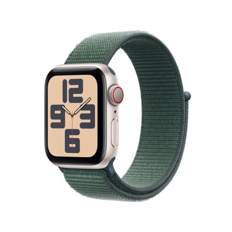Apple watch se gps + cellular 4g 40mm cassa in alluminio starlight cinturino sport loop verde lago