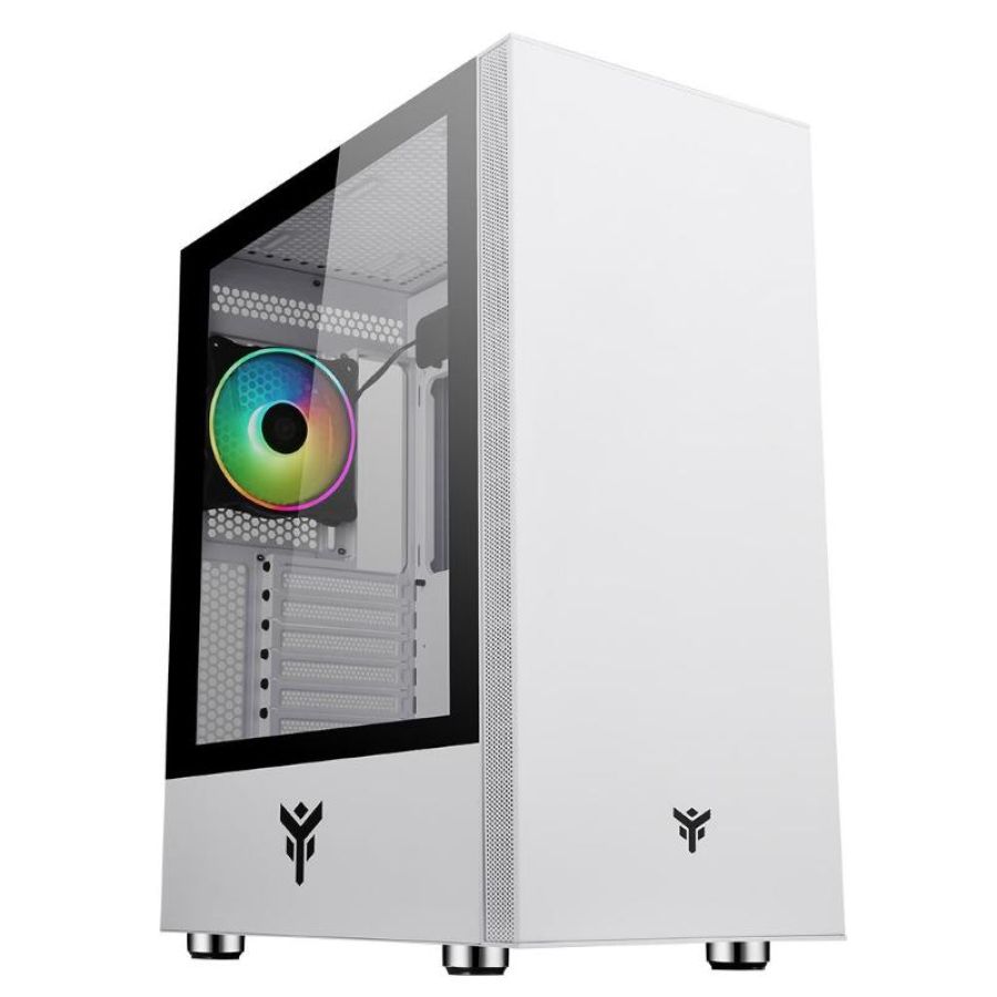 Itek vertibra s210 case middle tower gaming atx micro atx mini-itx pannello laterale in vetro temperato 2xusb 3.0 1x12cm ventola argb white