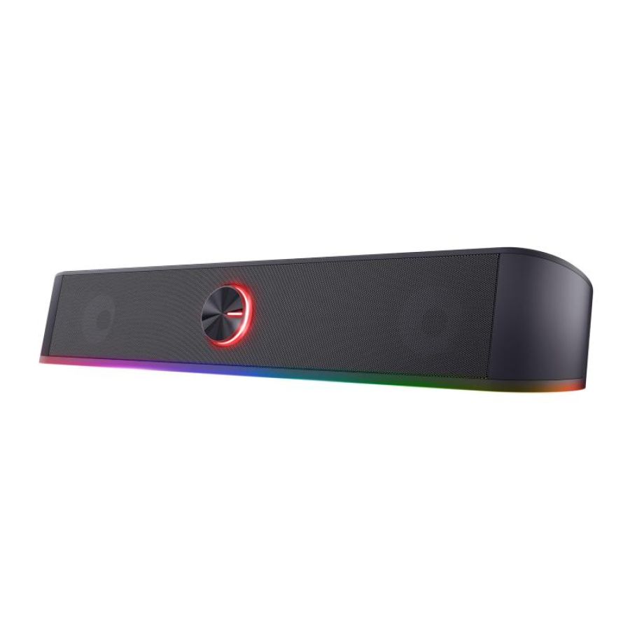 Trust gaming gxt 619 thorne soundbar pc illuminata rgb, 12w, casse pc, stereo speaker con illuminazione regolabile, alimentazione usb, jack aux 3.5 mm, per computer, laptop, tv - nero