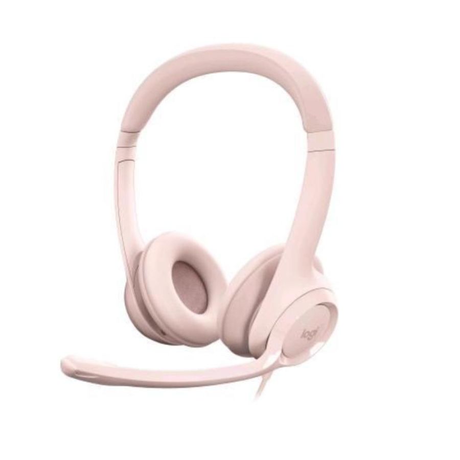 Logitech h390 cuffia con cavo e microfono per pc/portatile auricolari stereo microfono con cancellazione del rumore usb-a rosa