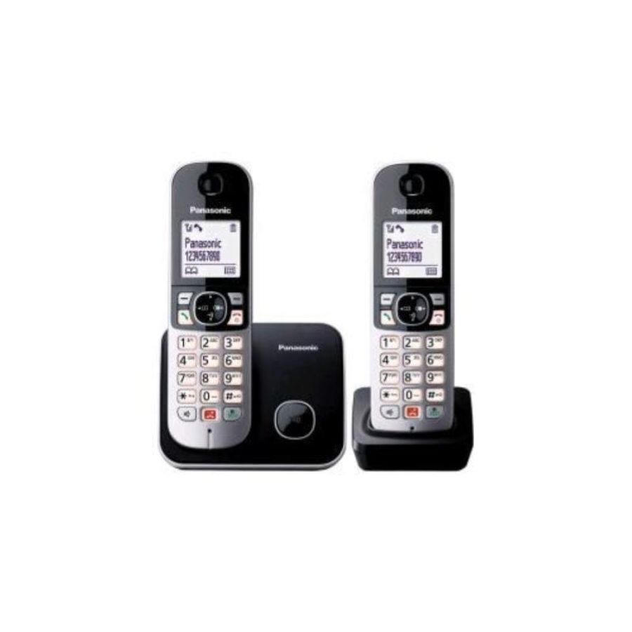 Panasonic kx-tg6852jtb duo cordless dect con identificatore di chiamata vivavoce nero/grigio