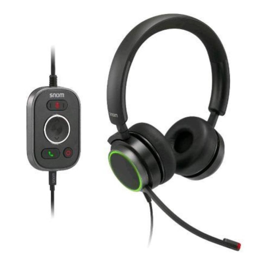 Snom a330d cuffie over-ear con cancellazione passiva del rumore voip cavo jack usb/rj9/3.5 con controllo conversazione morbida pelle sintetica nero