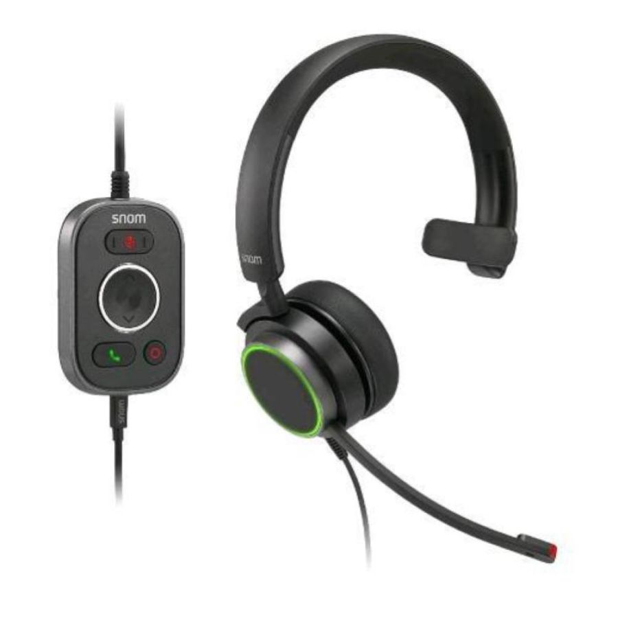 Snom a330m cuffie over-ear con cancellazione passiva del rumore voip cavo jack usb/rj9/3.5 con controllo conversazione morbida pelle sintetica colore nero