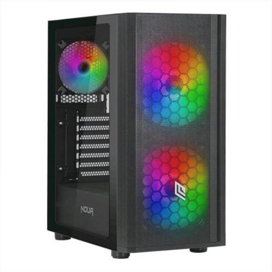 Noua orizon m101 case gaming atx e-atx mid tower frontale mesh pannello laterale in vetro temperato 3 ventole led argb nero