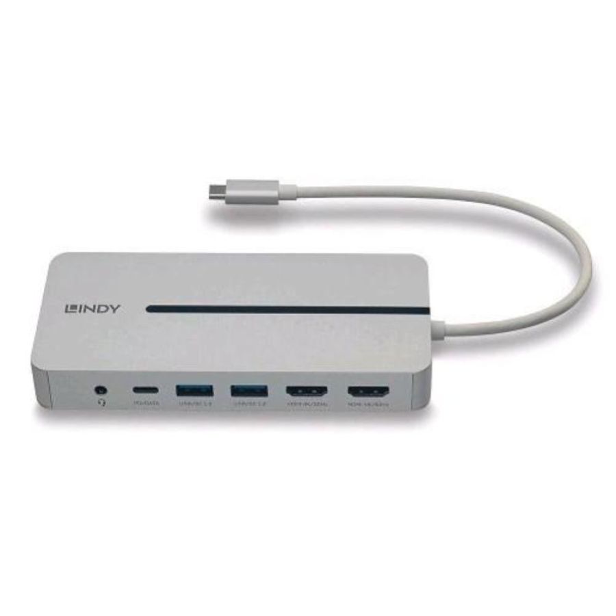 Lindy mini docking station usb-c per laptop/macbook - 2 x hdmi 4k, pd 3.0 100w, usb 3.2 gen 1, gigabit ethernet, audio