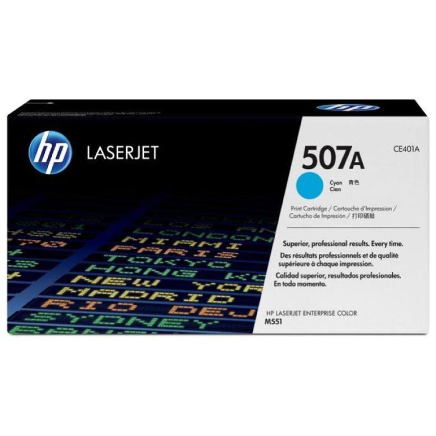 Hp 507a toner ciano per lj enterprise 500color m551dn-m551xh-color laserjet m570dn/m575f mfp-laserjet m570dw/m575c-laserjet 500 m575dn garanzia italia (ce401a)