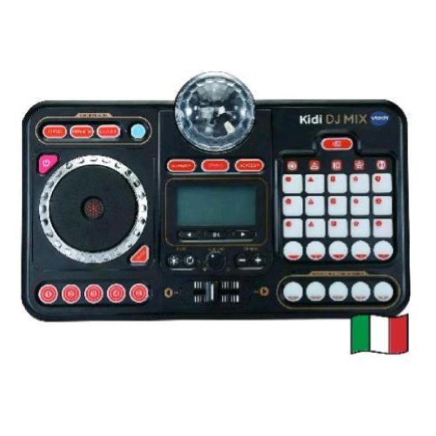 V-tech kidistar dj mixer console da dj per bambini con microfono effeffi luminosi jack o bluetooth nero