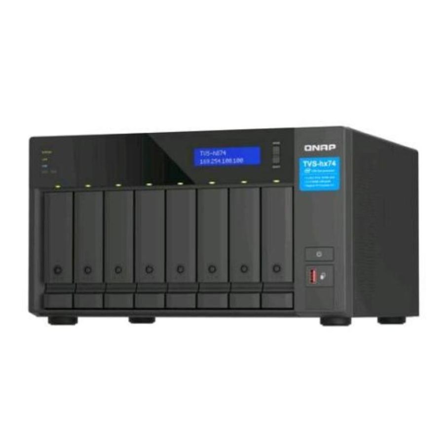 Qnap tvs-h874x nas chassis tower i9 16 core ram 64gb-8 bay hdd/ssd 3.5-4 porte lan rj-45 10/100/1000/2500/10000 mbps black