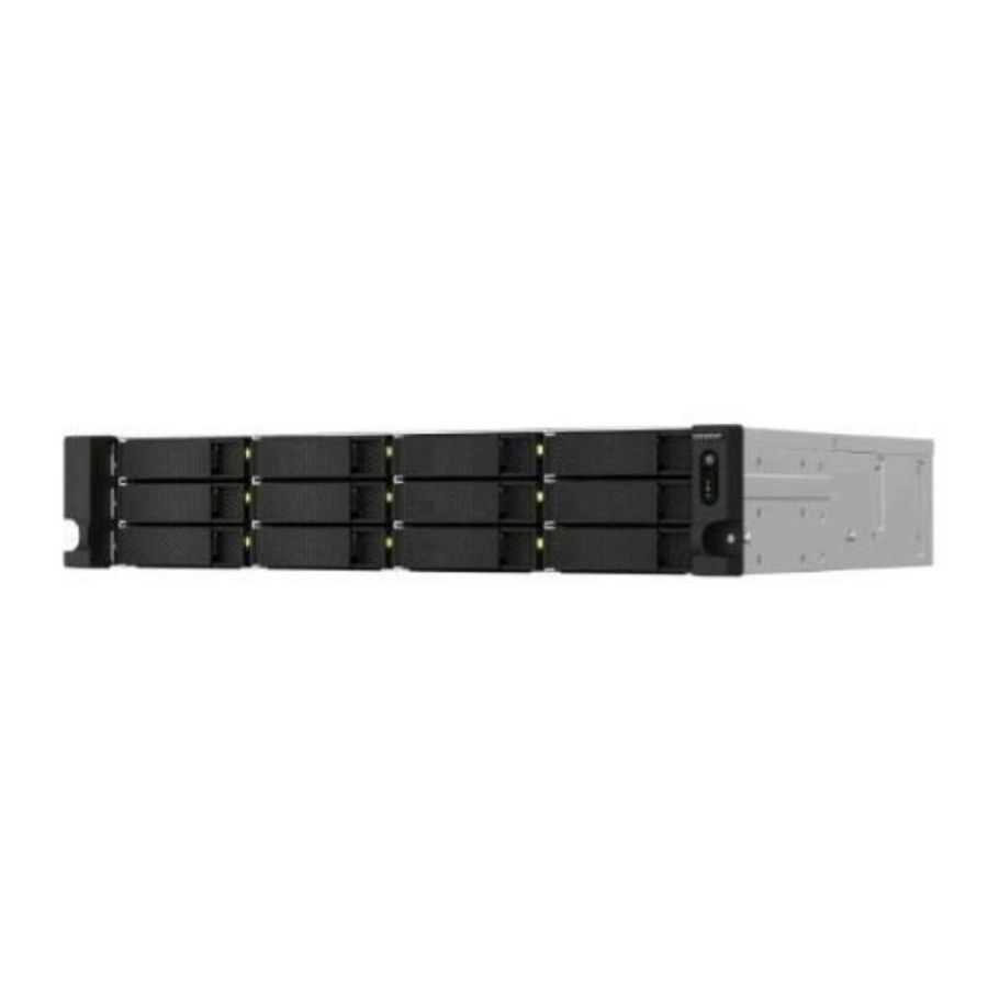 Qnap ts-1264u-rp-8g nas chassis rack 12 bay hdd hot swap 2.5/3.5 2 porte lan rj-45 100/1000/2500 mbps black