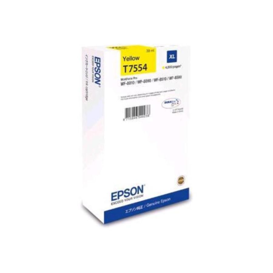Epson t7554 cartuccia inchiostro xl giallo 39 ml epson durabrite pro per workforce pro wf-8090, wf-8090 d3twc, wf-8090dw, wf-8590, wf-8590dwf 4.000 pagine