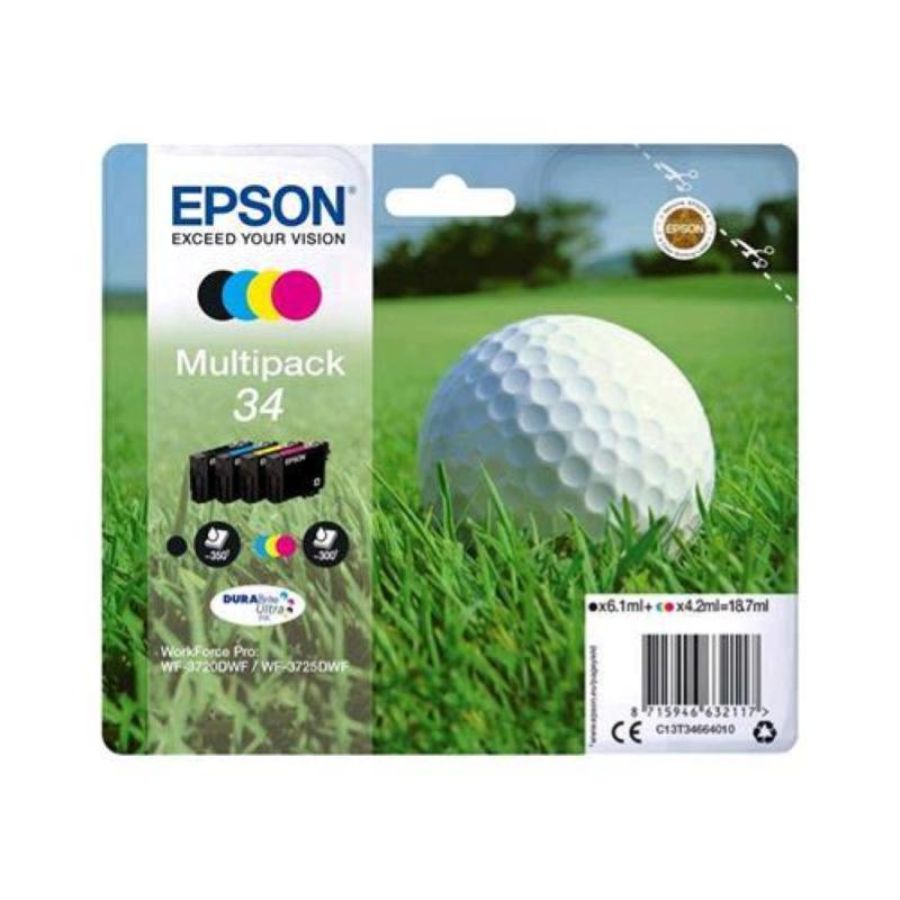 Epson t34664020 multipack 34 nero giallo ciano magenta per workforce pro wf-3720dwf, wf-3725dwf