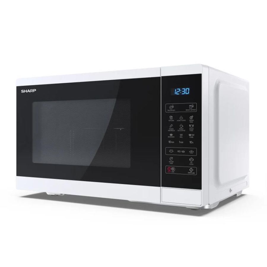 Sharp yc-mg252ae-w forno a microonde con grill 1000w 25 lt controllo digitale 11 livelli di potenza funzione di scongelamento bianco