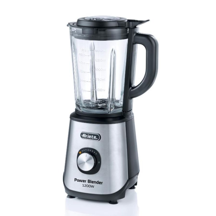 Ariete 579 power blender frullatore elettrico 1200w 2 velocita` funzione pulse caraffa in vetro da 1.5 lt tritaghiaccio silver - 1200w