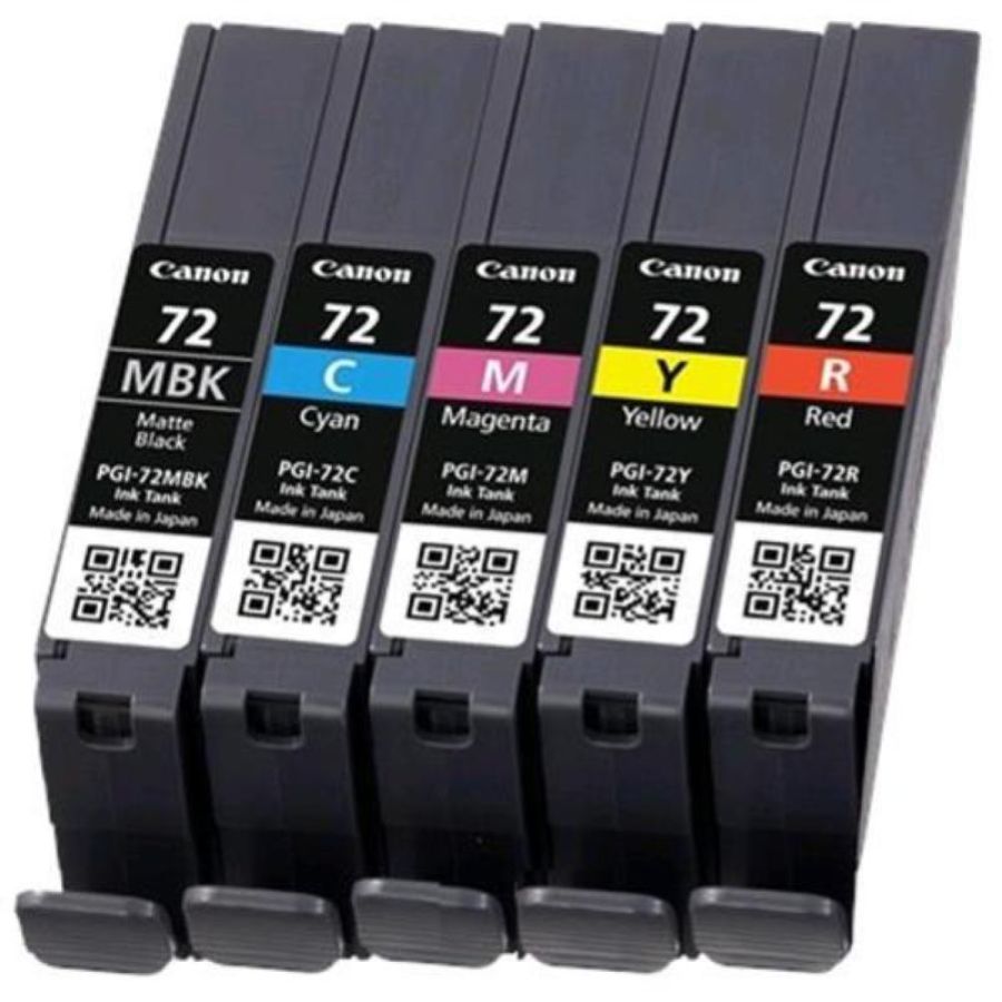 Canon multipack pgi-72 mbk/c/m/y/r serbatoi nero opaco + ciano + magenta + giallo + rosso