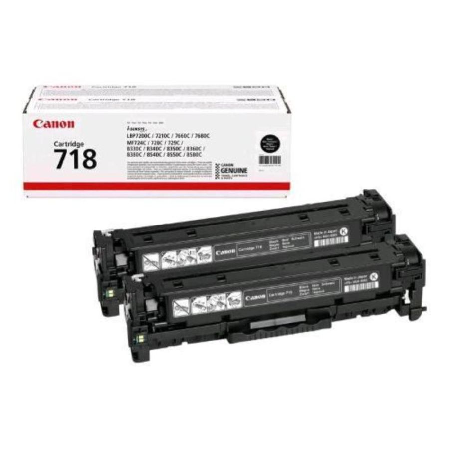 Canon 718 pack toner nero per i-sensys lbp7210, lbp7660, lbp7680, mf728, mf729, mf8340, mf8360, mf8540, mf8550, mf8580 conf 2 toner