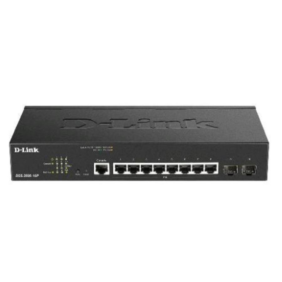 D-link dgs-2000-10p switch 8 porte poe gestito l2 l3 gigabit ethernet 10/100/1000 2 sfp nero