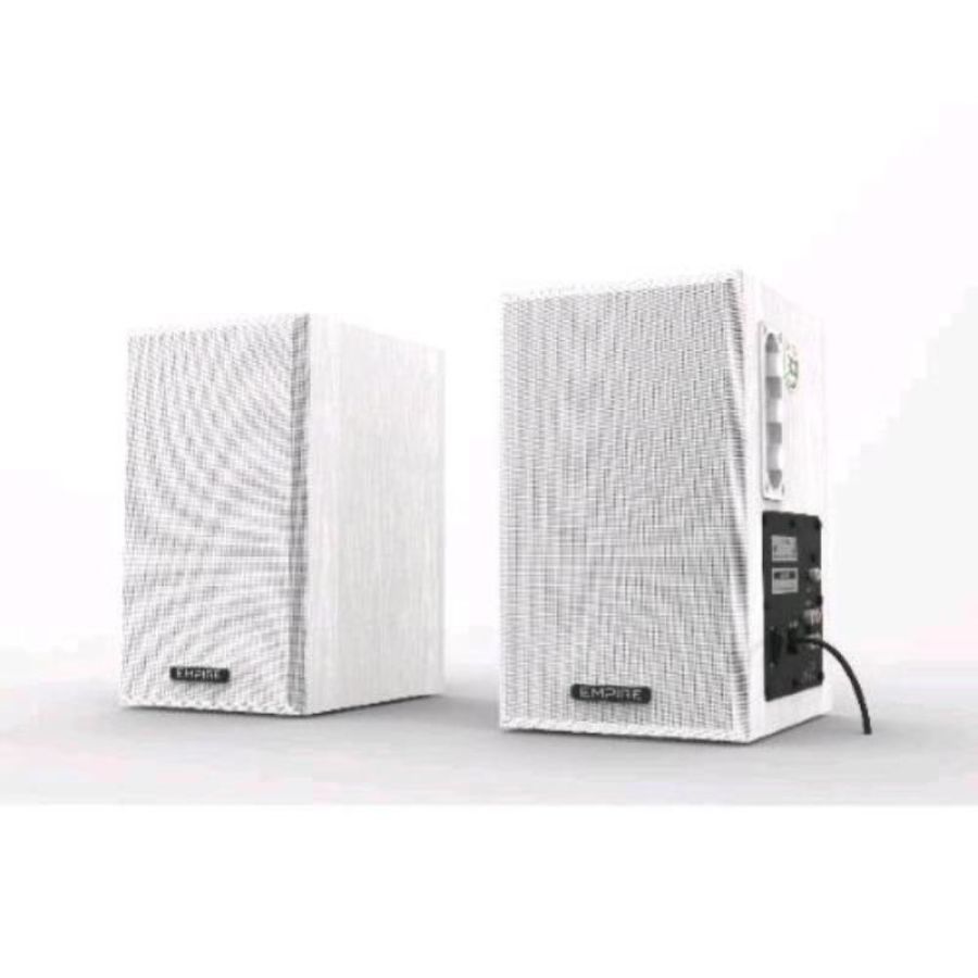 Empire eco100 plus casse amplificate 2.0 100w woofer da 4 bass reflex + tweeter 1 2 x rca con tecnologia risparmio energetico white