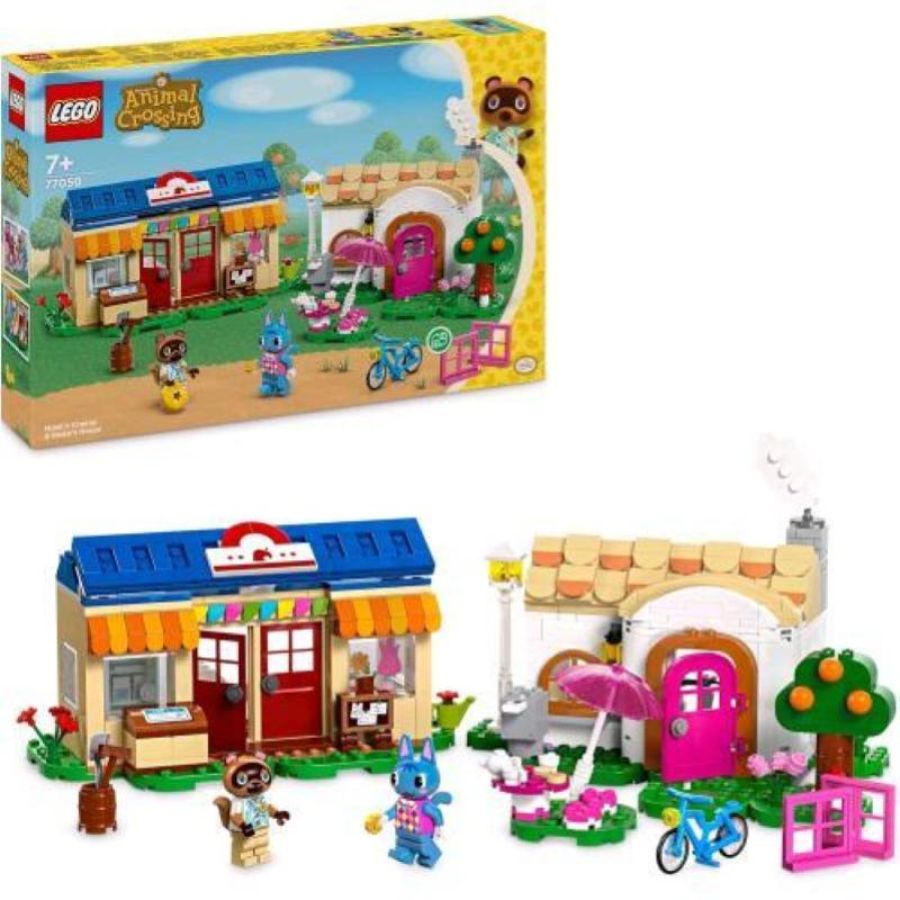 Lego animal crossing bottega di nook e casa di grinfia modellini da costruire con 2 personaggi