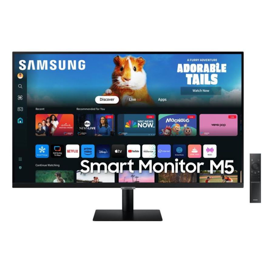 Samsung smart monitor m5 s27dm500 nero - 27`` display va, fhd (1920 x 1080), 60hz, 4ms, inclinabile, 2 x hdmi (1.4), 2 x usb-a, smart tv, gaming hub