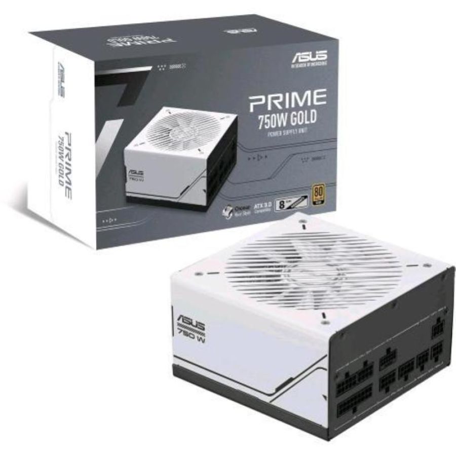 Asus prime 750w gold alimentatore modulare per pc 750w di potenza pcle gen 5.0 80 plus gold standard atx 3.0 ventola con doppio cuscinetto a sfera bianco prime-750w-gold