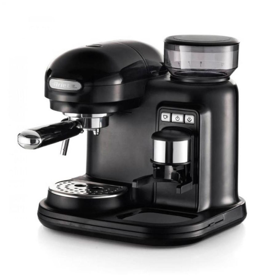 Ariete moderna macchina per caffe espresso 1080w con macinacaffe cappuccinatore 15 bar nero