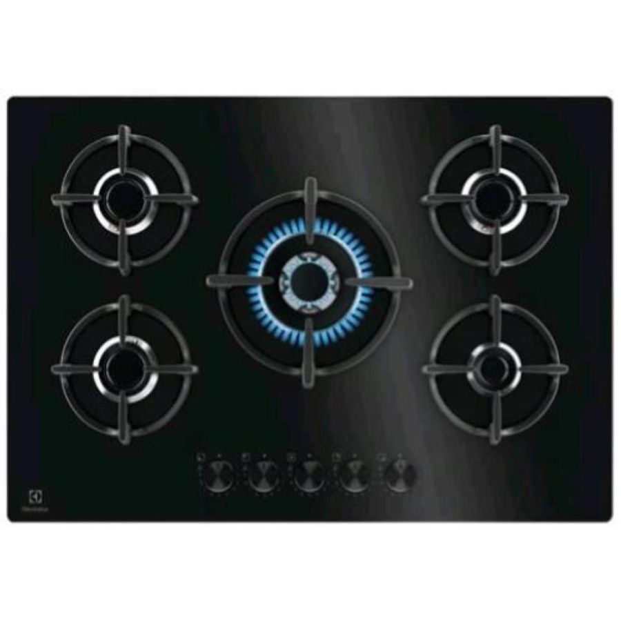 Electrolux serie 600 egg75372k piano cottura a gas 5 fuochi 75 cm vetro nero