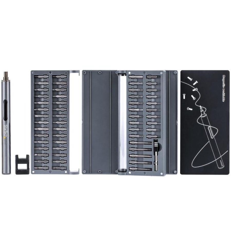 Startech.com set di cacciaviti elettrici di precisione a 55 punte - kit di cacciaviti a batteria portatile/mini per riparazioni