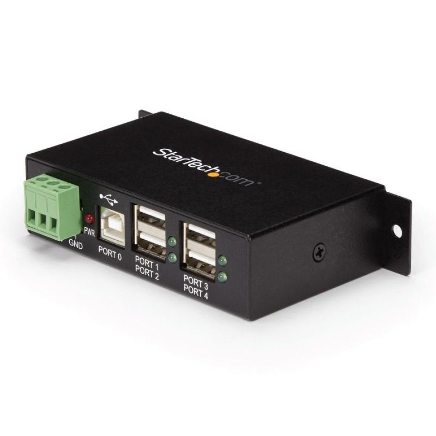 Startech.com hub usb 2.0 industriale in metallo a 4 porte con protezione da sovracorrenti - montabile