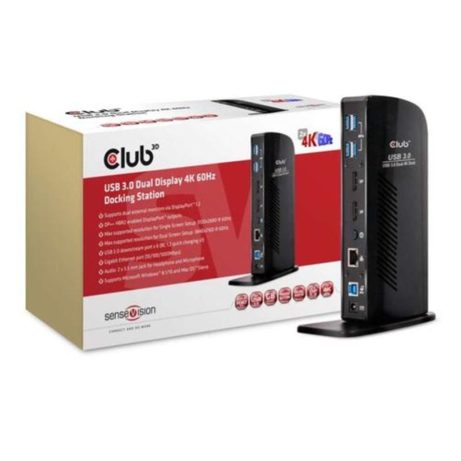 Club3d csv-1460 docking station usb3.0 dual display 4k 60hz colore nero