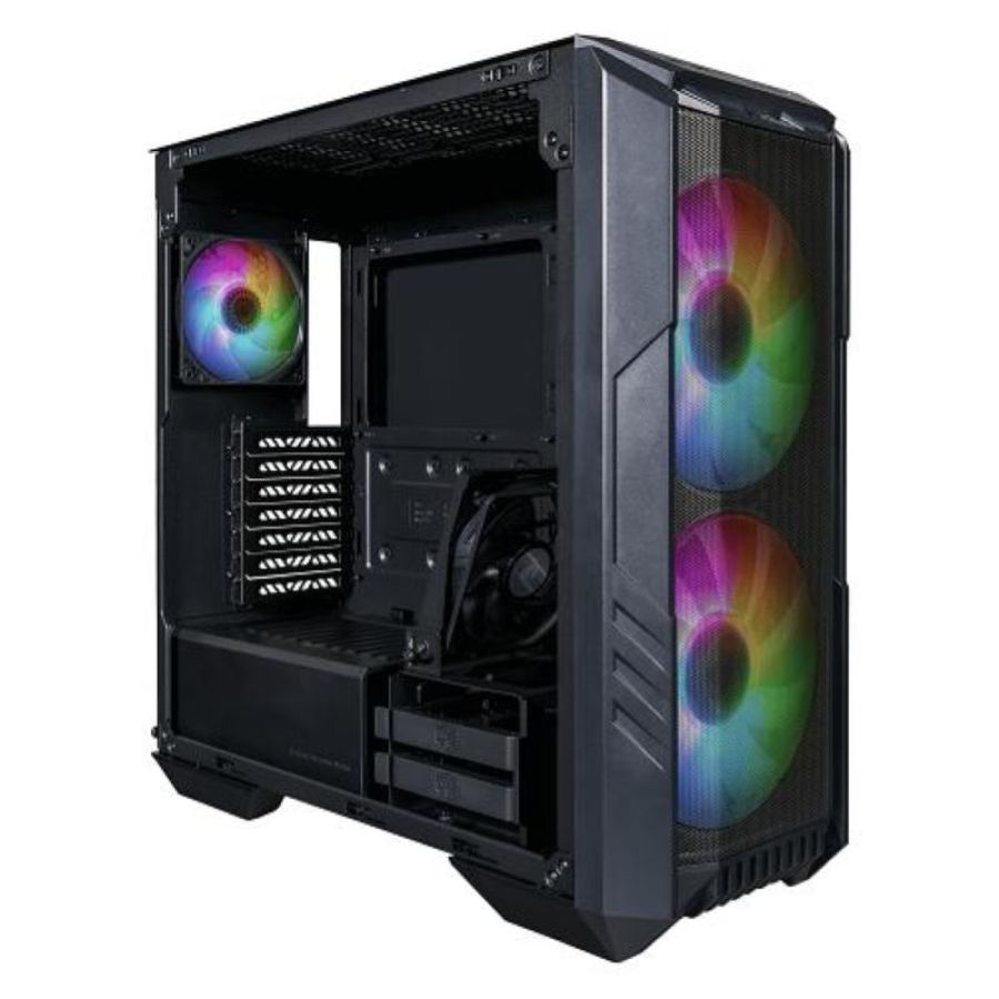 Cooler master haf 500 case midi tower atx eatx itx micro atx argb pannello laterale vetro temperato 2xusb-a 1xusb-c 3xventole installate black
