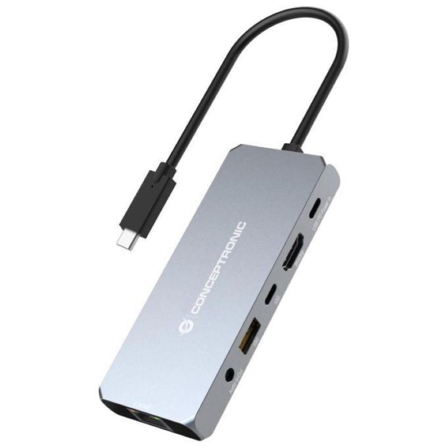 Conceptronic donn22g replicatore di porte e docking station per laptop cablato usb 3.2 gen 2 type-c grigio