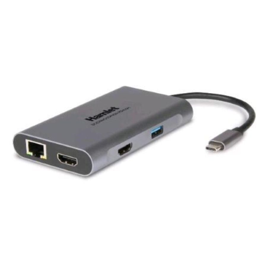 Hamlet hdkc-pd400h docking station usb-c pd 85w + 3 usb + 2 hdmi + lan